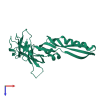 PDB entry 1gpp coloured by chain, top view.