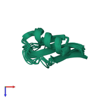 PDB entry 1gps coloured by chain, ensemble of 8 models, top view.