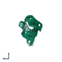 PDB entry 1gpt coloured by chain, ensemble of 8 models, side view.