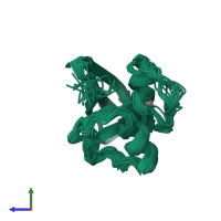 PDB entry 1gpx coloured by chain, ensemble of 20 models, side view.