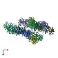 PDB entry 1gq2 coloured by chain, top view.