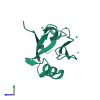 PDB entry 1gq4 coloured by chain, side view.