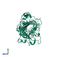 PDB entry 1gq8 coloured by chain, side view.