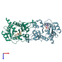 PDB entry 1gqc coloured by chain, top view.