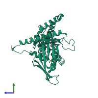 PDB entry 1gqe coloured by chain, side view.