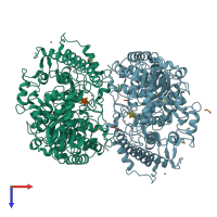 PDB entry 1gqj coloured by chain, top view.