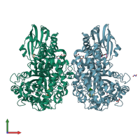 PDB entry 1gql coloured by chain, front view.