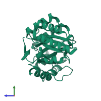 PDB entry 1gqn coloured by chain, side view.