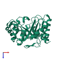 PDB entry 1gqn coloured by chain, top view.