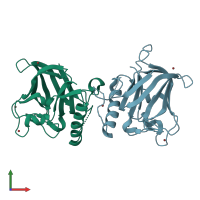 PDB entry 1gqp coloured by chain, front view.