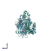 PDB entry 1gqw coloured by chain, side view.