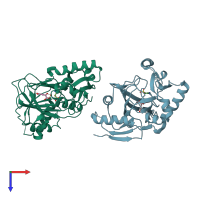PDB entry 1gqw coloured by chain, top view.