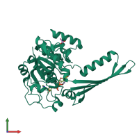 PDB entry 1gr0 coloured by chain, front view.