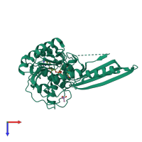 PDB entry 1gr0 coloured by chain, top view.