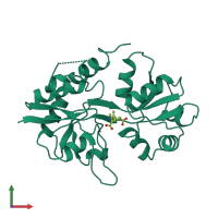 PDB entry 1gr2 coloured by chain, front view.