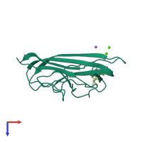 PDB entry 1gr3 coloured by chain, top view.