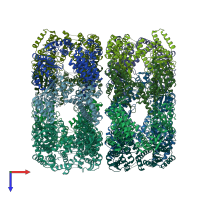 PDB entry 1gr5 coloured by chain, top view.