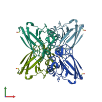 PDB entry 1gr7 coloured by chain, front view.