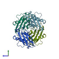 PDB entry 1gr7 coloured by chain, side view.