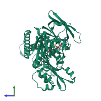 PDB entry 1grb coloured by chain, side view.