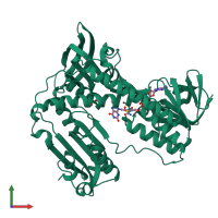 PDB entry 1grf coloured by chain, front view.
