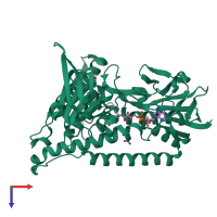 PDB entry 1grf coloured by chain, top view.