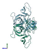 PDB entry 1gri coloured by chain, side view.