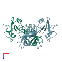 PDB entry 1gri coloured by chain, top view.