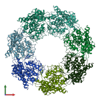 PDB entry 1grl coloured by chain, front view.