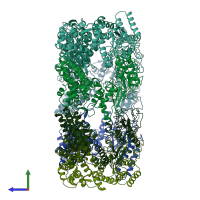 PDB entry 1grl coloured by chain, side view.