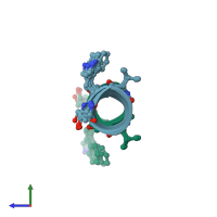 PDB entry 1grm coloured by chain, ensemble of 5 models, side view.