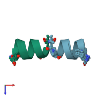 PDB entry 1grm coloured by chain, ensemble of 5 models, top view.