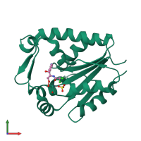 PDB entry 1grq coloured by chain, front view.