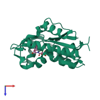 PDB entry 1grq coloured by chain, top view.