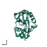 PDB entry 1grr coloured by chain, side view.