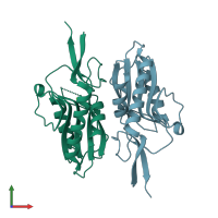 PDB entry 1grv coloured by chain, front view.