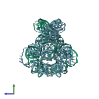PDB entry 1grz coloured by chain, side view.