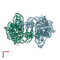 PDB entry 1grz coloured by chain, top view.