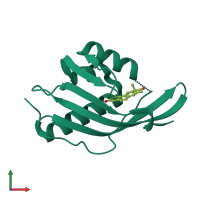 PDB entry 1gs3 coloured by chain, front view.