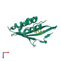 PDB entry 1gs3 coloured by chain, top view.