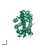 PDB entry 1gs4 coloured by chain, side view.