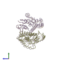 PDB entry 1gsb coloured by chain, side view.