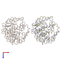 PDB entry 1gsb coloured by chain, top view.
