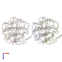 PDB entry 1gsc coloured by chain, top view.