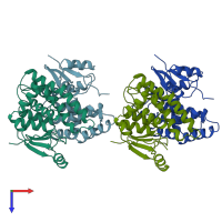 PDB entry 1gsd coloured by chain, top view.