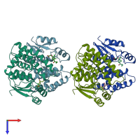 PDB entry 1gsf coloured by chain, top view.