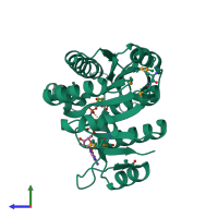 PDB entry 1gsj coloured by chain, side view.