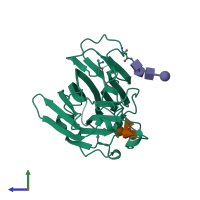 PDB entry 1gsl coloured by chain, side view.