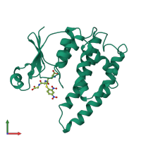 PDB entry 1gsq coloured by chain, front view.