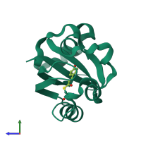 PDB entry 1gsv coloured by chain, side view.